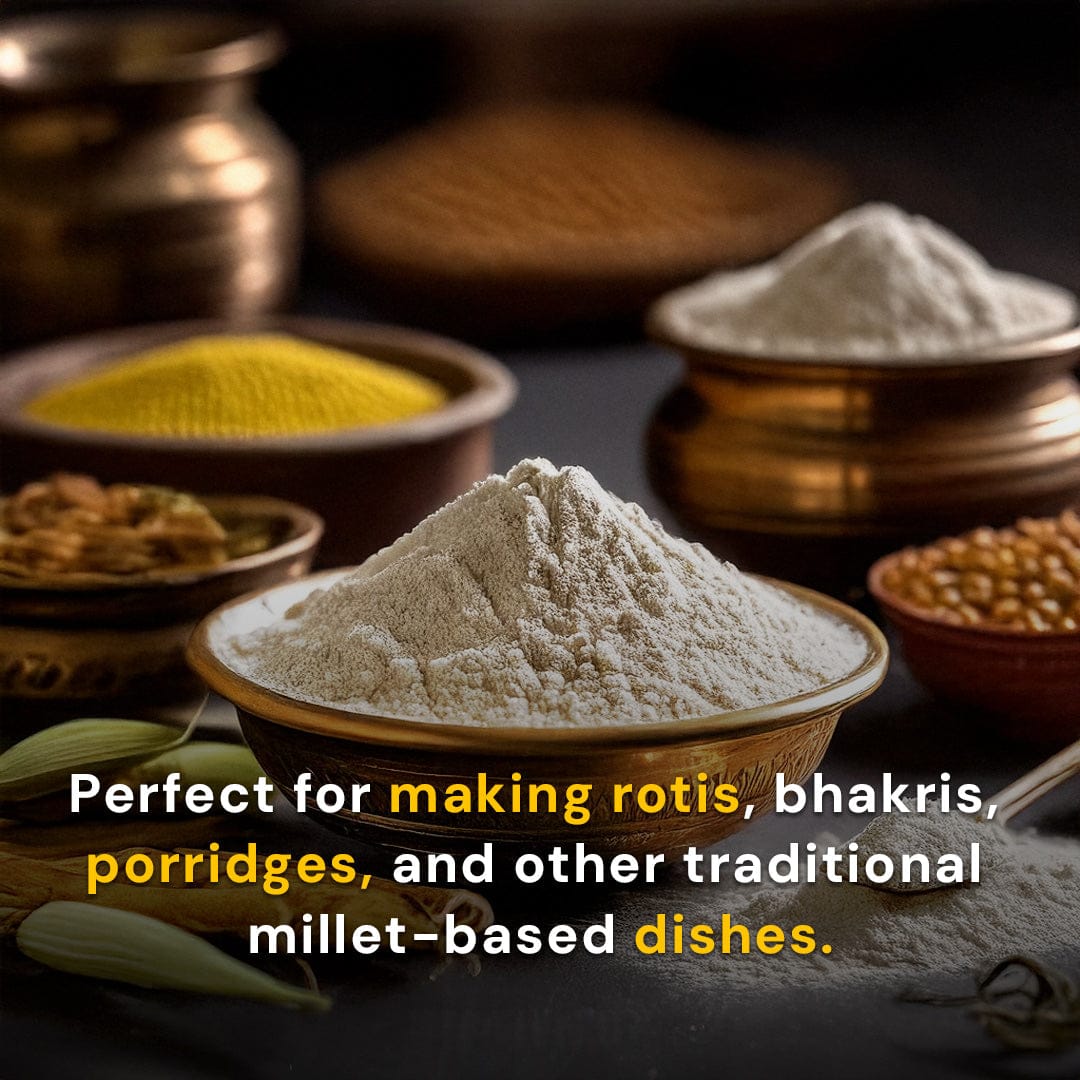 Safe Harvest pesticide-free Bajra Atta perfect for making rotis, bhakris, porridges and other traditional millet dishes.