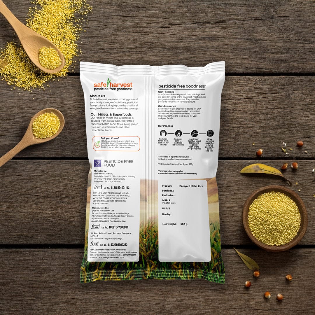 Safe Harvest barnyard millet lab test report - 230+ pesticide residues and heavy metals tested every batch