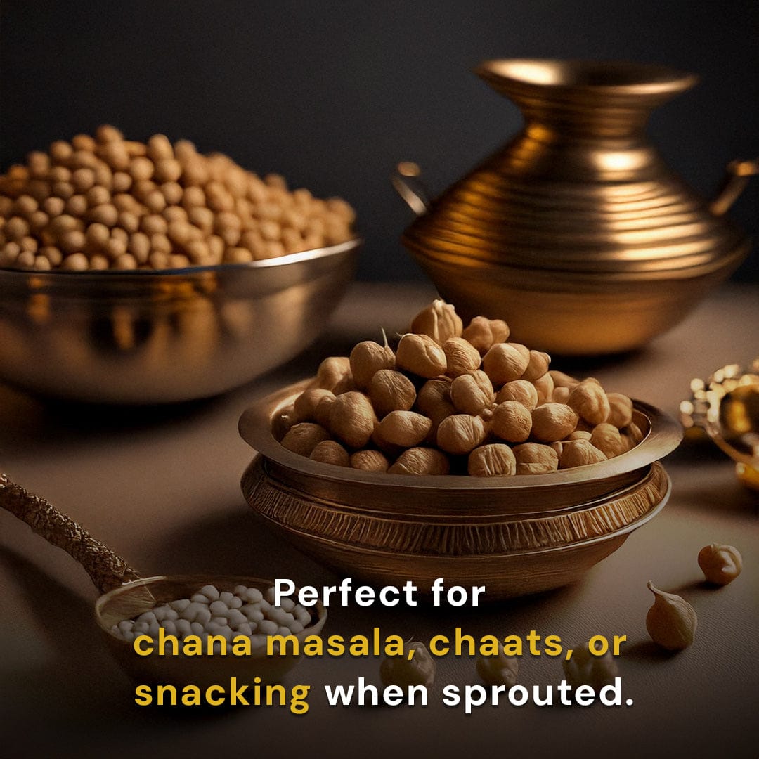 Safe Harvest pesticide-free Bengal Gram perfect for chana masala, chaats and snacking when sprouted.