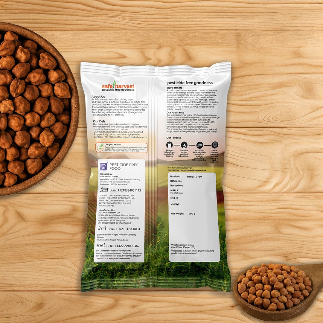 Safe Harvest Bengal Gram lab test report, 230+ pesticide residues tested every batch