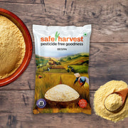 Safe Harvest Besan gram flour pack, pesticide-free, protein-packed, NABL lab tested from Madhya Pradesh chickpeas