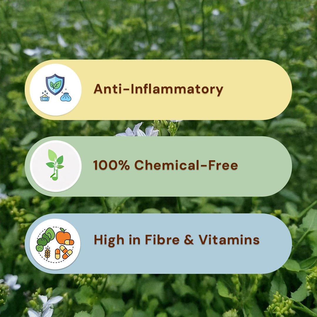 Safe Harvest Carom Seeds benefits, anti-inflammatory, 100% chemical-free, high in fibre and vitamins.