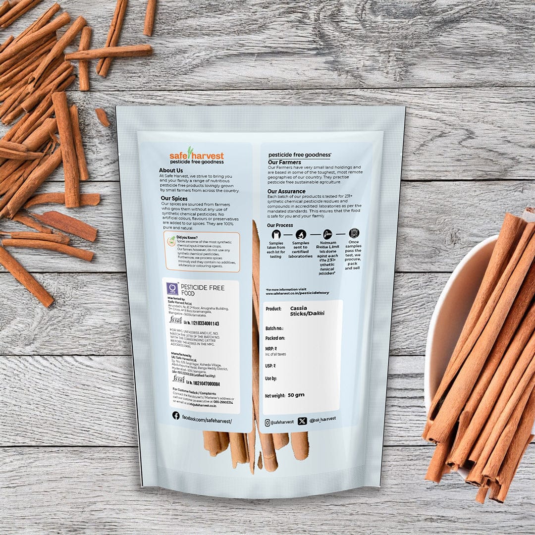 Safe Harvest Cassia Cinnamon Sticks lab test report, 230+ pesticide residues tested every batch.