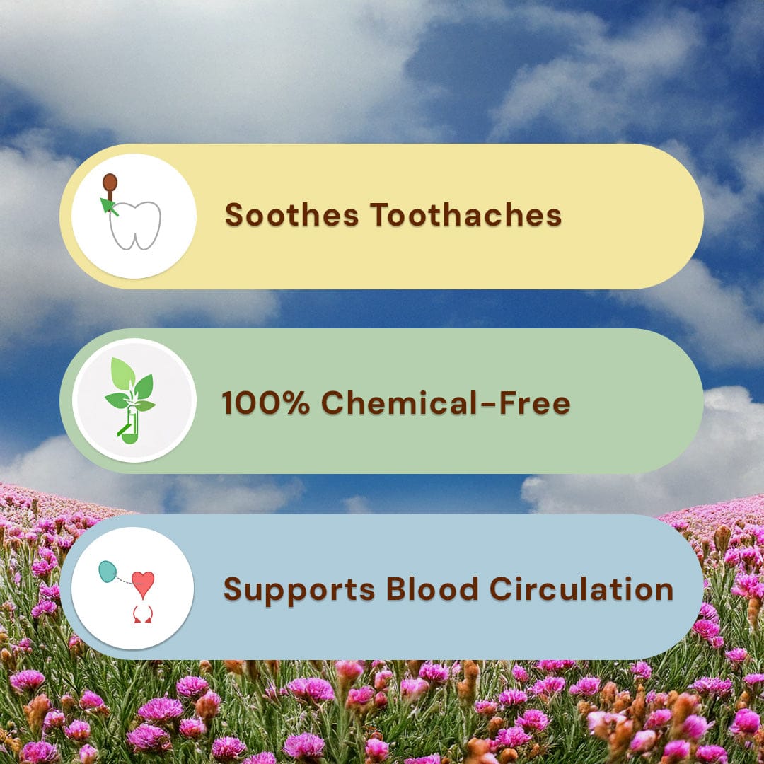 Safe Harvest pesticide-free cloves soothes toothaches, 100 percent chemical-free, supports blood circulation.