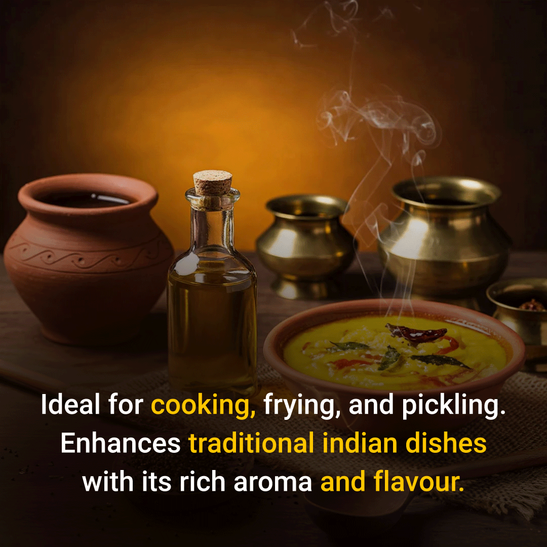 Safe Harvest cold-pressed groundnut oil ideal for cooking, frying and pickling — enhances traditional Indian dishes.