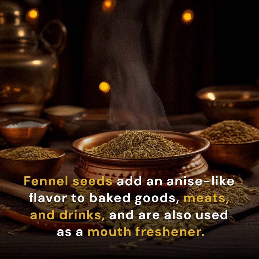 Safe Harvest pesticide-free fennel seeds add anise-like flavour to baked goods meats and drinks also used as a mouth freshener.