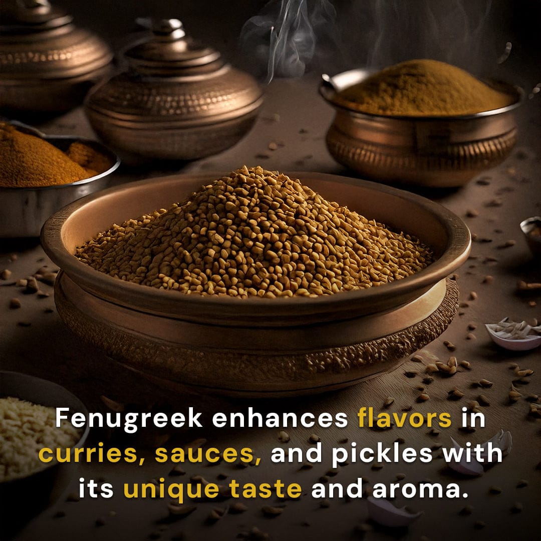 Safe Harvest pesticide-free fenugreek seeds enhances flavour in curries sauces and pickles with unique taste and aroma.