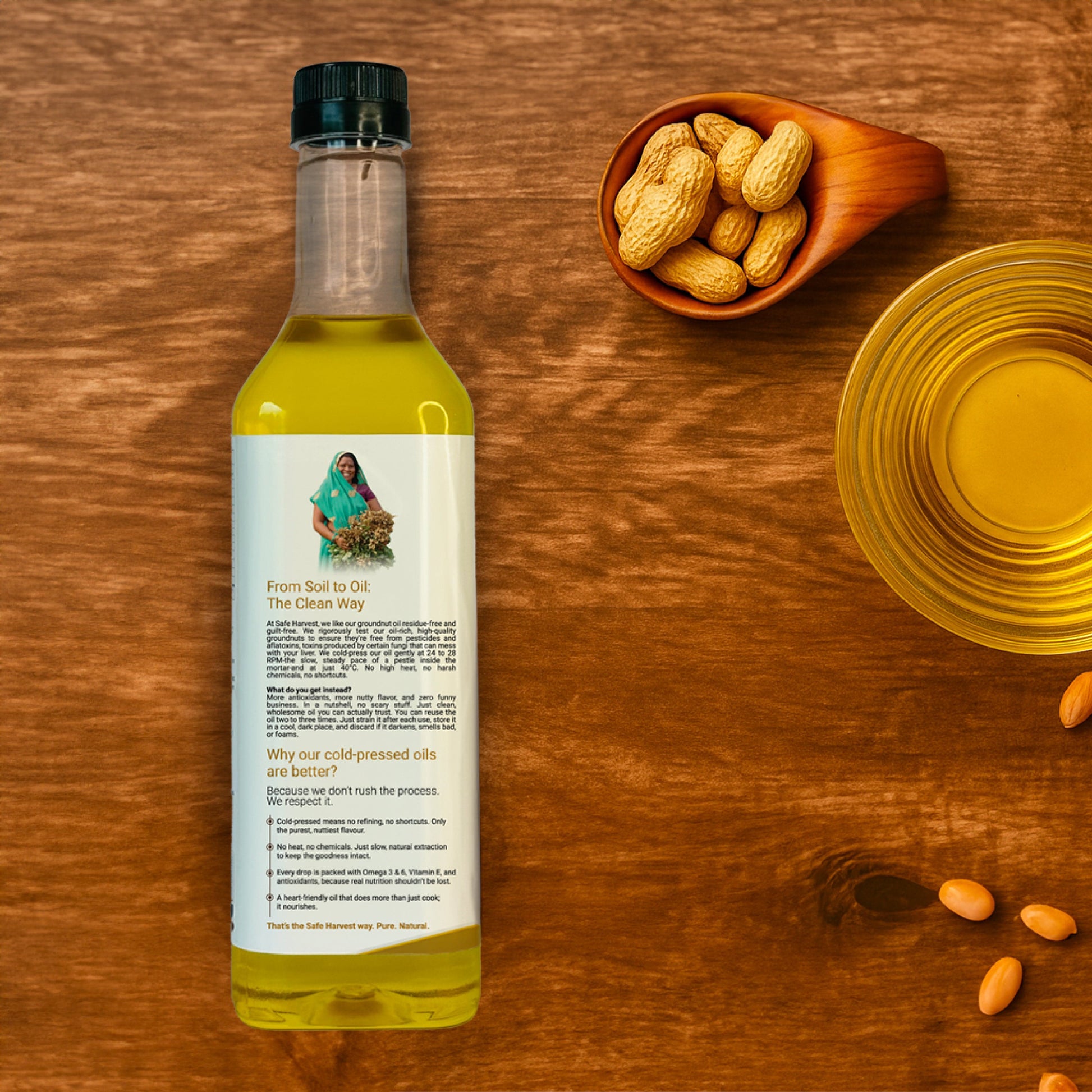Safe Harvest groundnut oil lab test report — 230+ pesticide residues and aflatoxins tested every batch