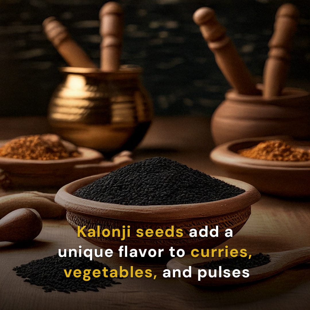 Safe Harvest pesticide-free kalonji seeds add unique flavour to curries vegetables and pulses.