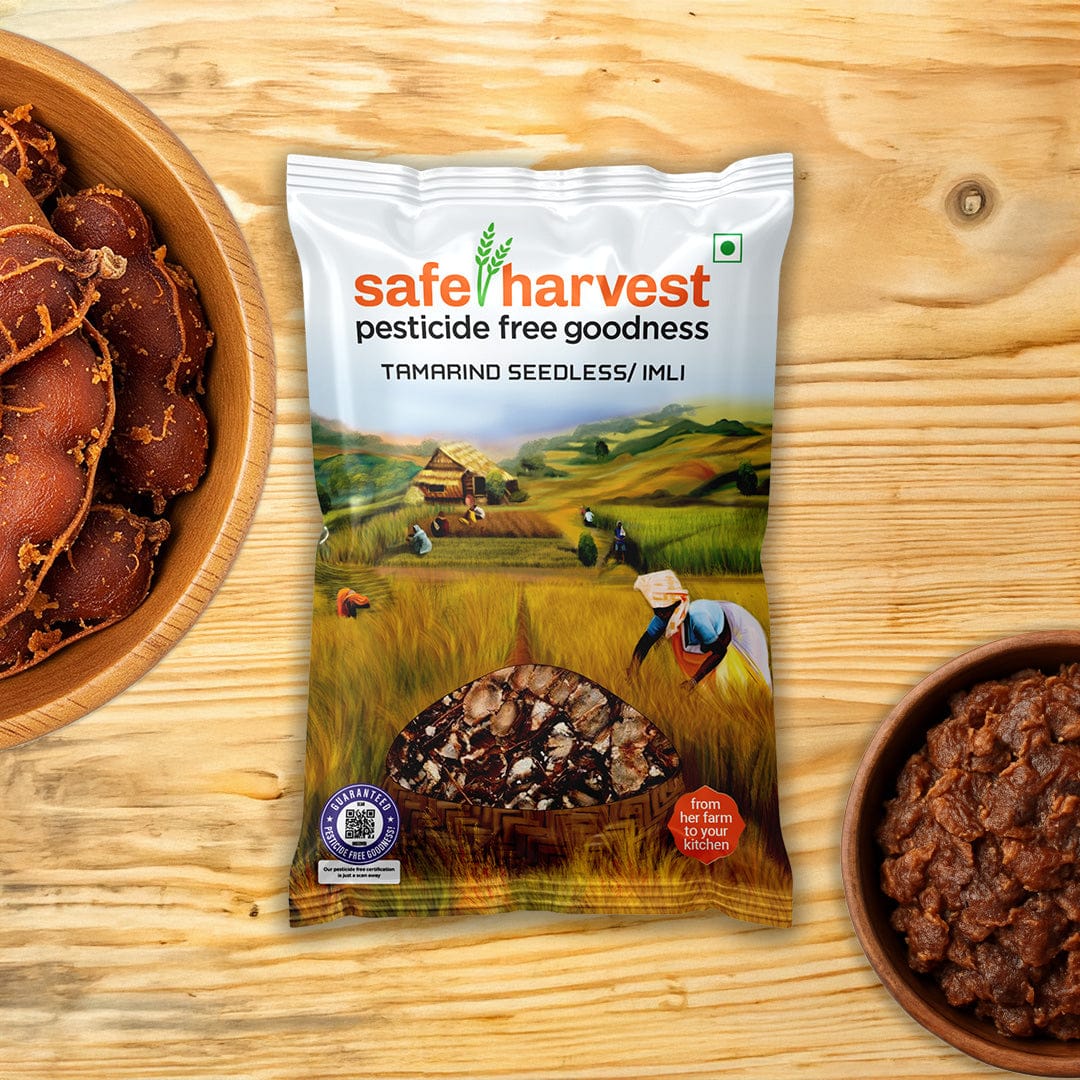 Safe Harvest pesticide-free seedless tamarind 200g pack — NABL lab tested imli, no preservatives