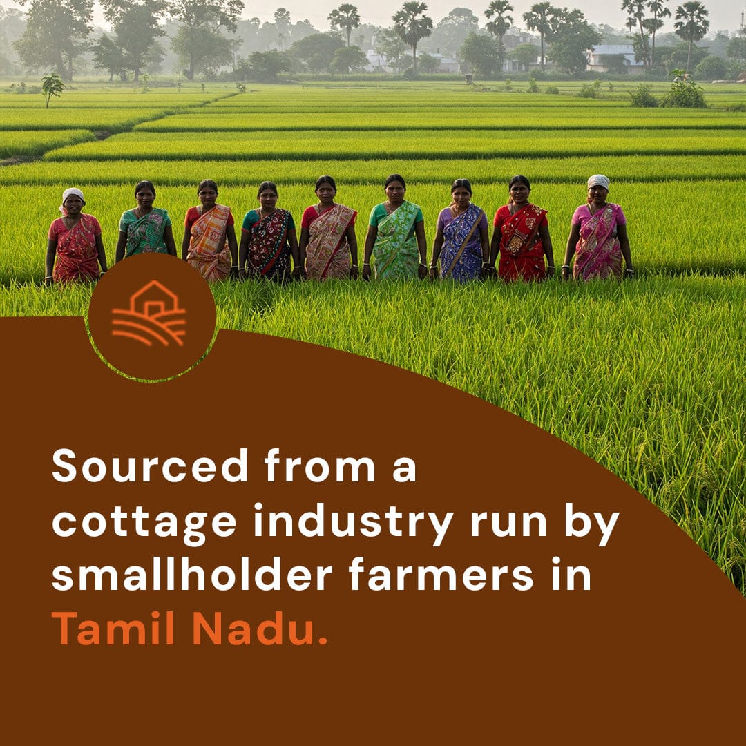 Safe Harvest puffed rice sourced from cottage industry run by smallholder farmers in Tamil Nadu without synthetic pesticides.