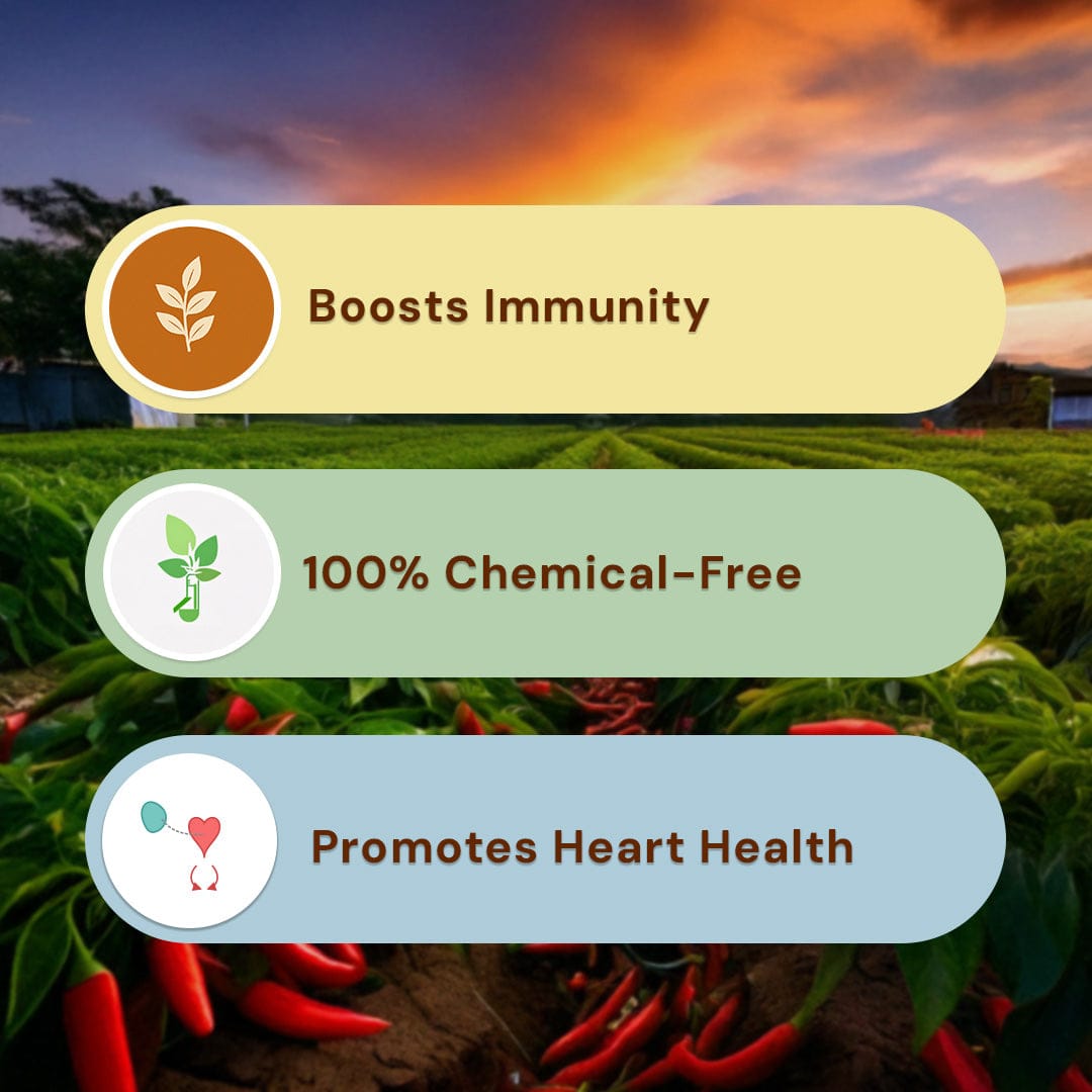 Safe Harvest whole red chilli benefits — boosts immunity, 100% chemical-free, promotes heart health