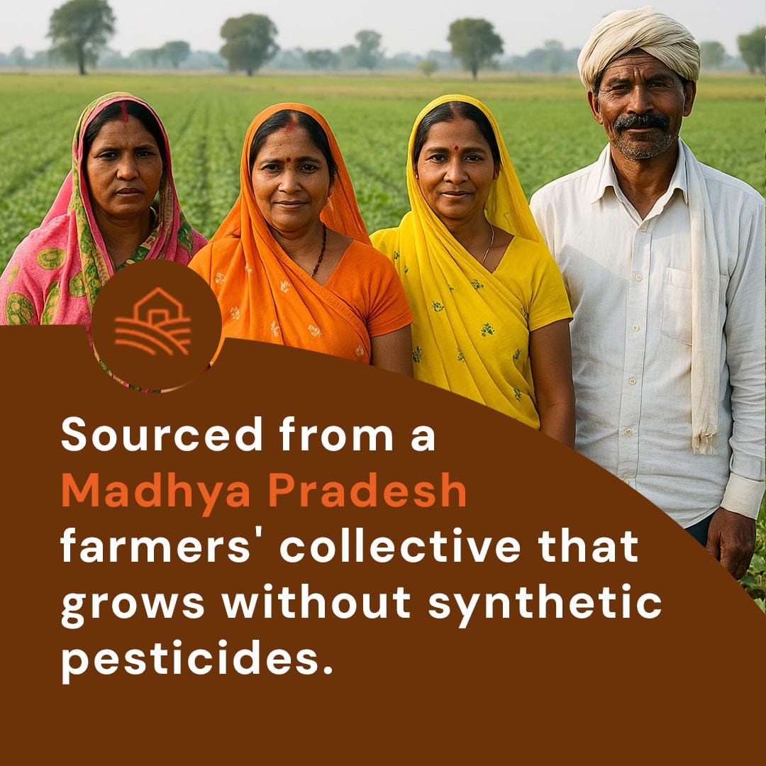 Safe Harvest roasted sooji sourced from Madhya Pradesh farmers collective - grown without synthetic pesticides