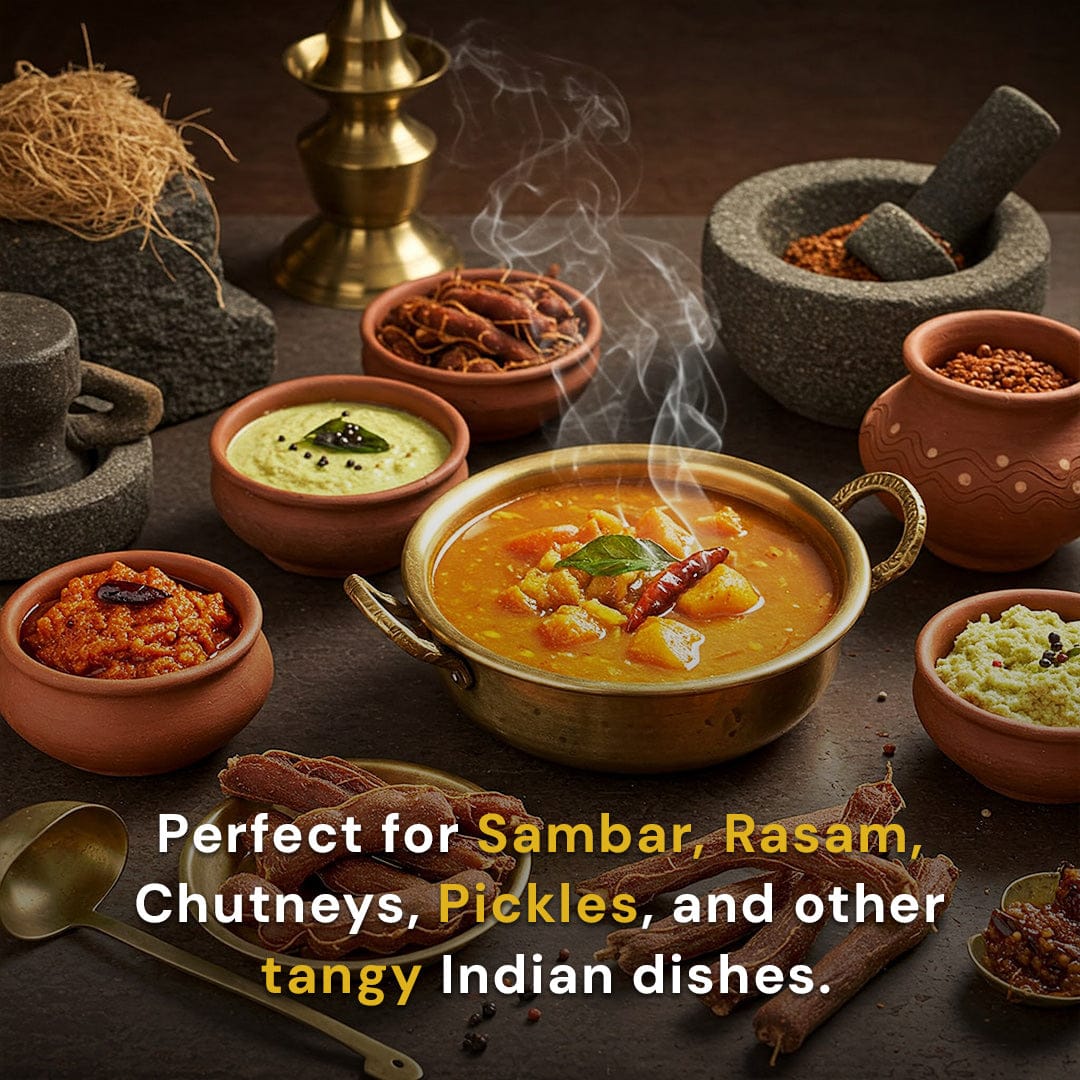 Safe Harvest pesticide-free tamarind used in sambar, chutneys, rasam and Indian cooking
