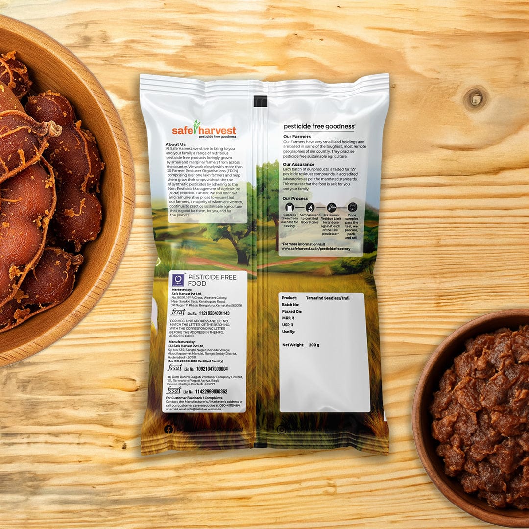 Safe Harvest tamarind lab test report — 230+ pesticide residues tested every batch