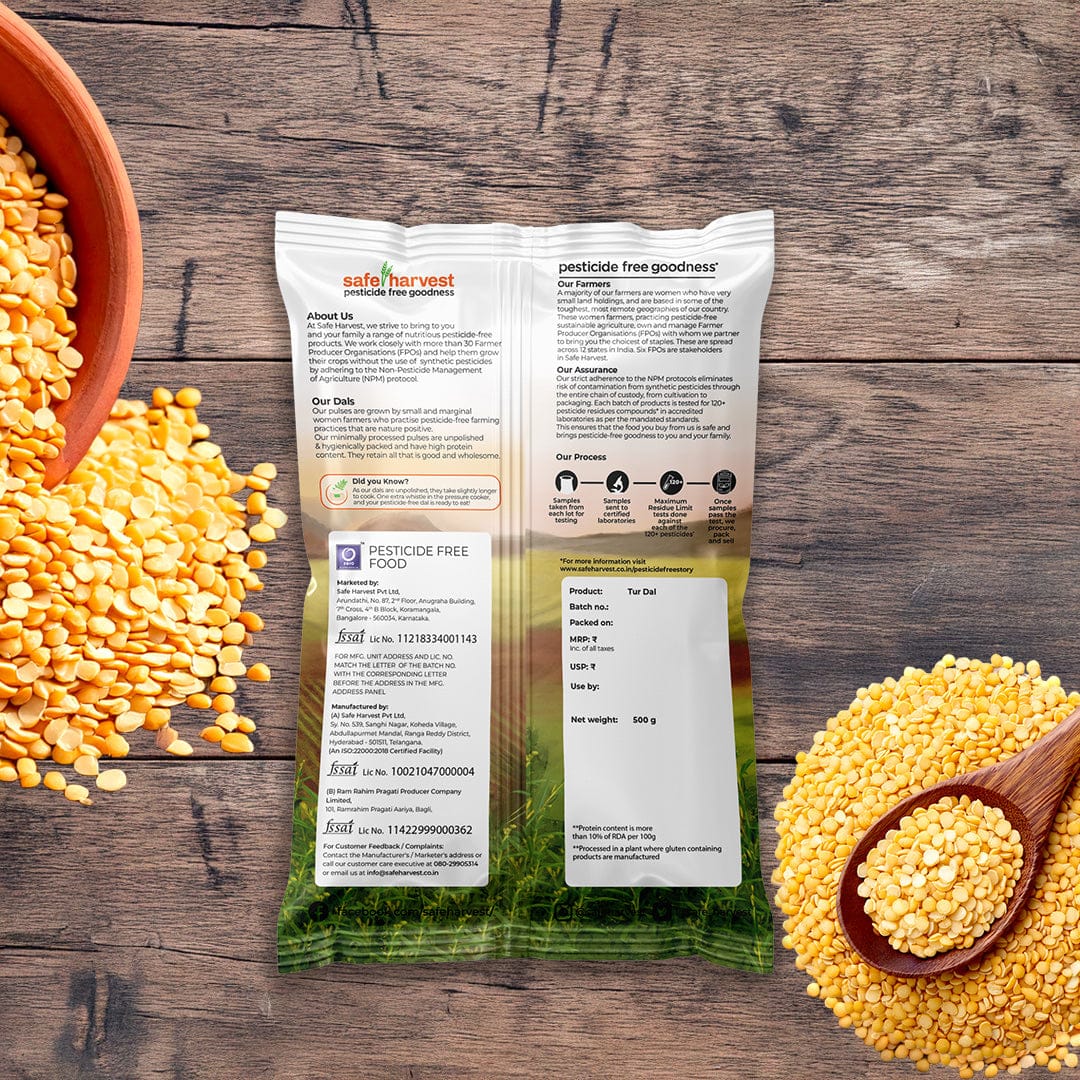 Safe Harvest Toor Dal lab test report, 230+ pesticide residues tested every batch