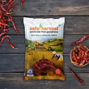 Safe Harvest whole dry red chilli pack — aflatoxin-free, pesticide-free lal mirch, NABL lab tested