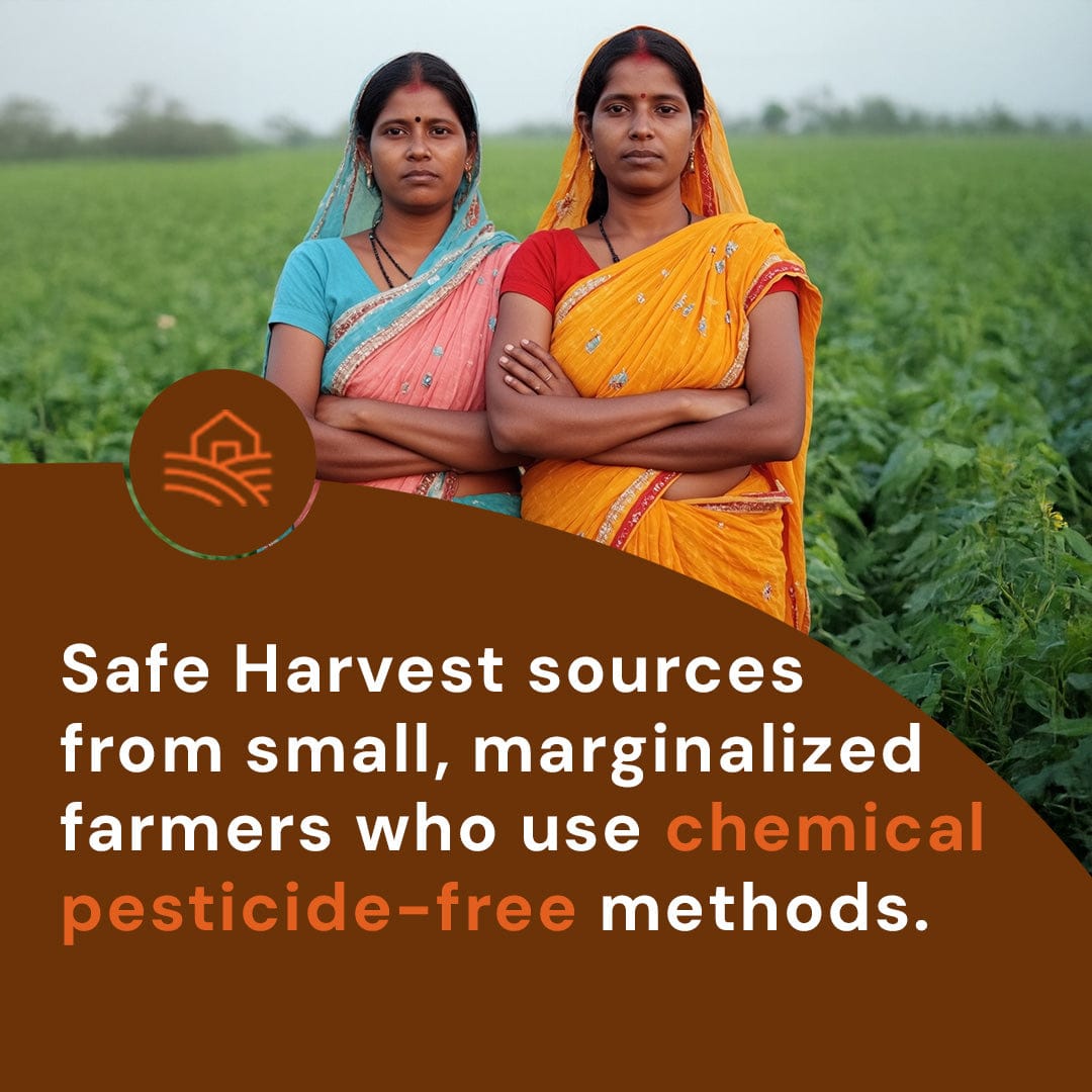 Safe Harvest whole moong sourced from small marginalised farmers who use chemical pesticide-free farming methods.